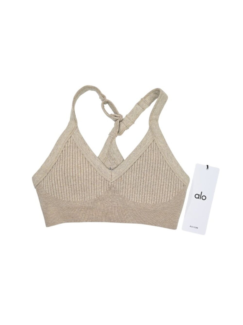 ALO Yoga Seamless Two Tone Rib Bra W9882R in Gravel Heather
